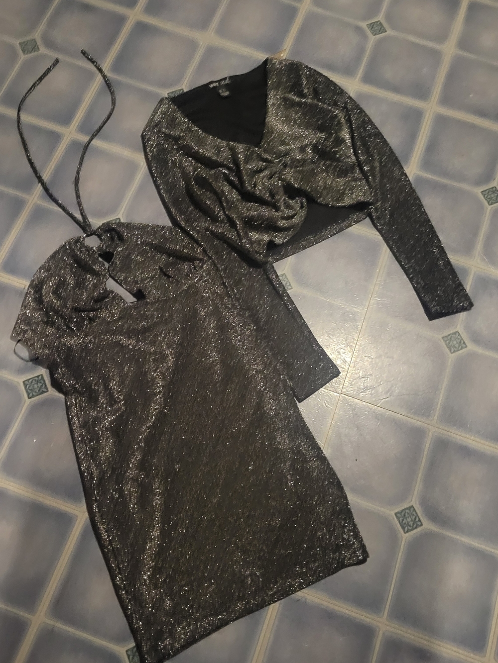 Wet Seal Metallic Black Two-Piece Dress Set